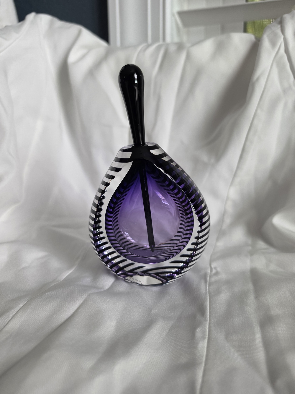 Fire Island Studio Art Glass Perfume Bottle Signed Purple Optical